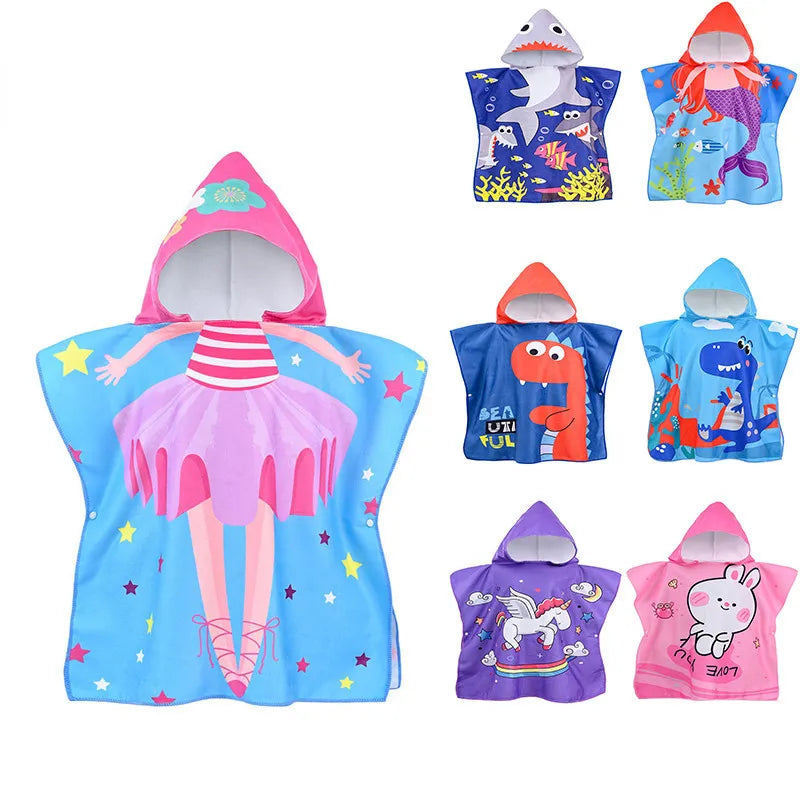 Cartoon Baby Bath Towel Microfiber Cotton Hooded Beach Towel Newborn Cape Towels Soft Poncho Kids Bathing Stuff Infant Washcloth